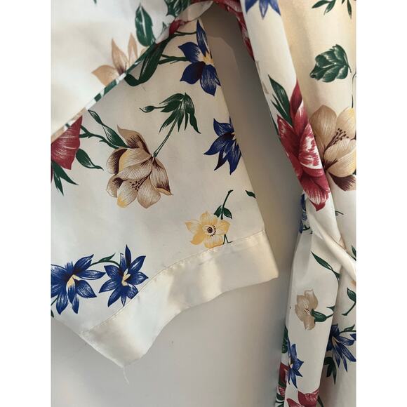 Vintage La Cera Silky Robe Ivory Floral Size Medium JL - Picture 2 of 8